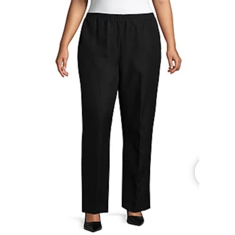 Alfred Dunner Black Classics Womens Plus Straight Pull On Elastic Waist Pants 16